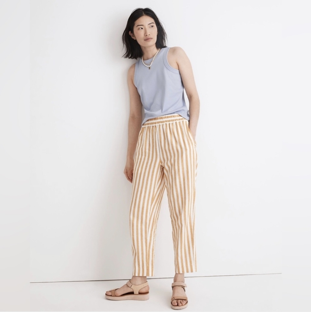 Madewell Huston Cropped Linen Cotton Pull-on Pant